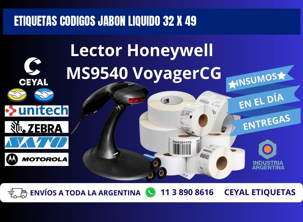 ETIQUETAS CODIGOS JABON LIQUIDO 32 x 49