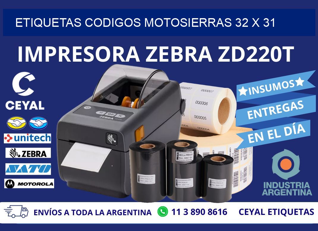 ETIQUETAS CODIGOS MOTOSIERRAS 32 x 31