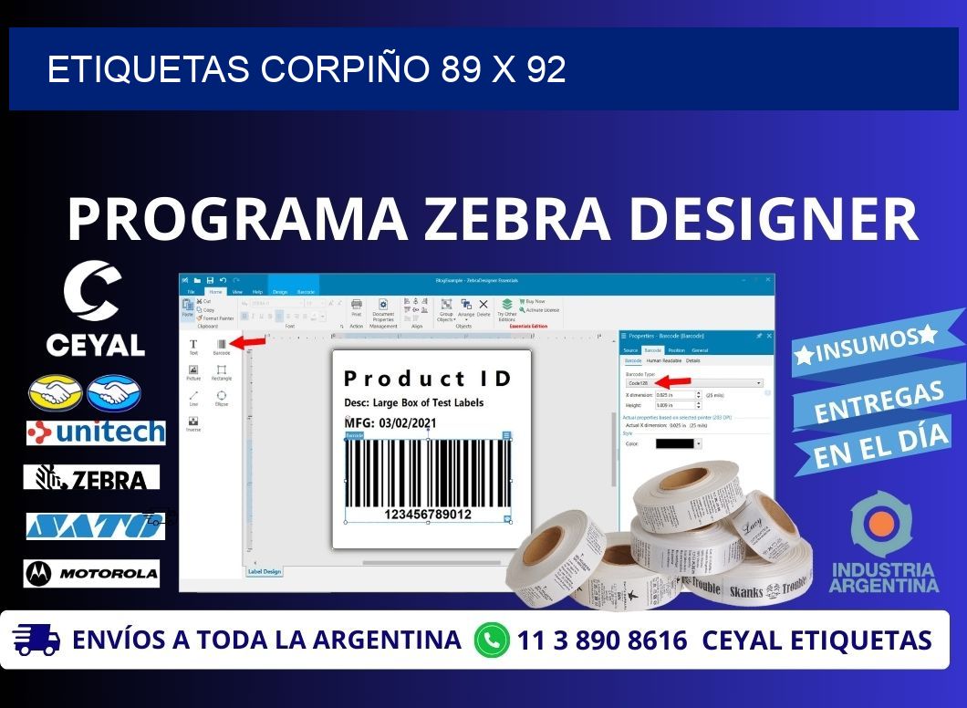 ETIQUETAS CORPIÑO 89 x 92