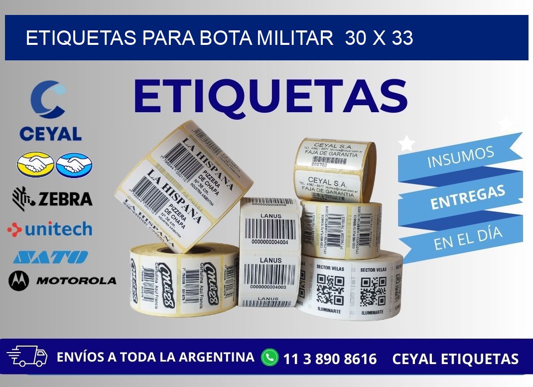 ETIQUETAS PARA BOTA MILITAR  30 x 33