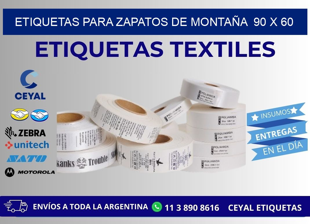 ETIQUETAS PARA ZAPATOS DE MONTAÑA  90 x 60