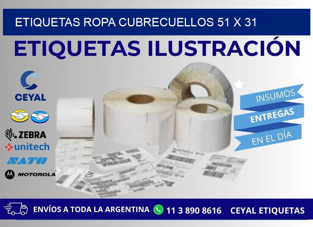 ETIQUETAS ROPA CUBRECUELLOS 51 x 31