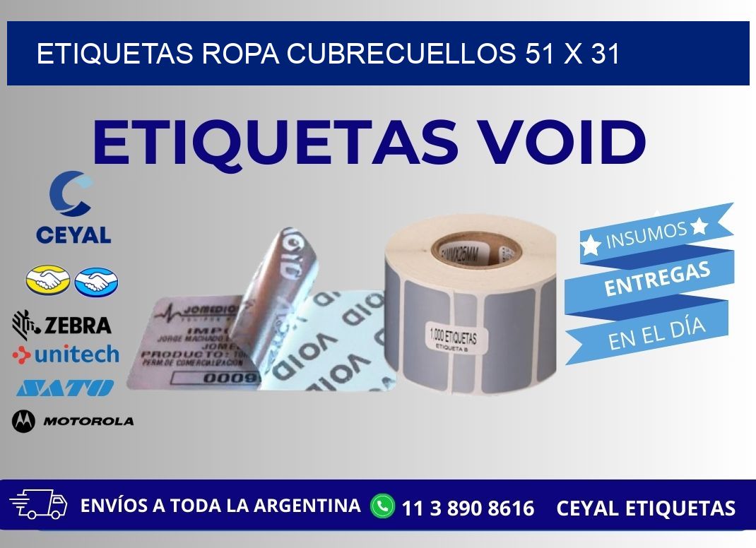 ETIQUETAS ROPA CUBRECUELLOS 51 x 31