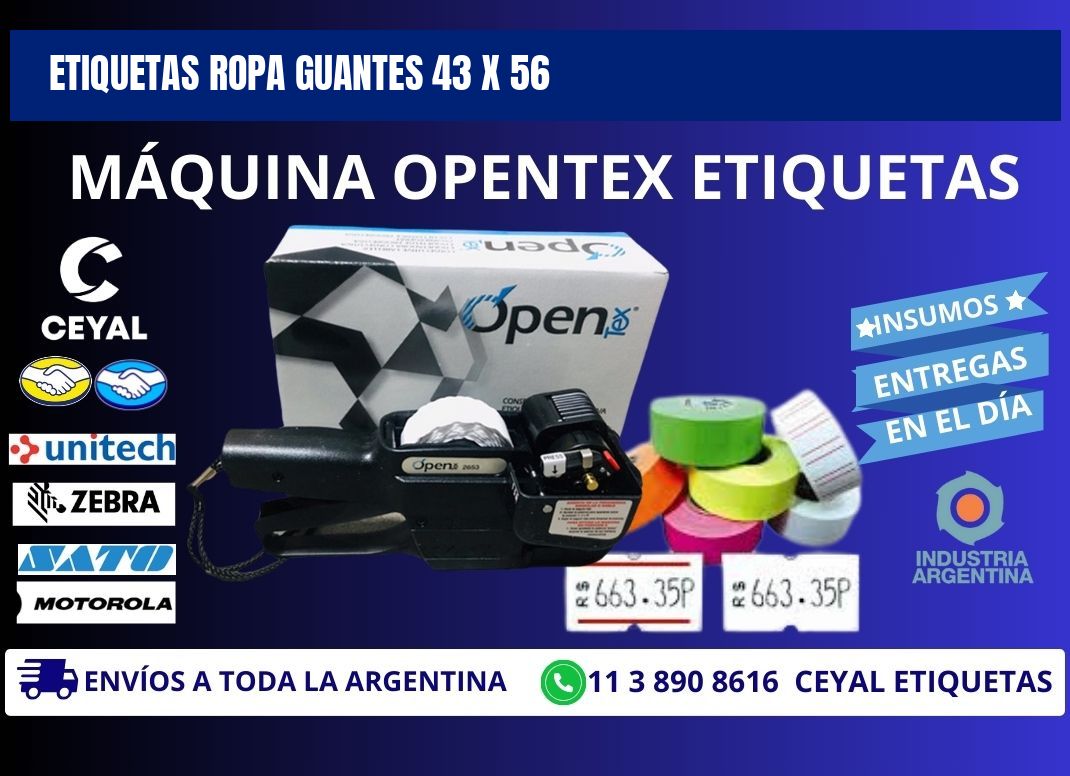 ETIQUETAS ROPA GUANTES 43 x 56