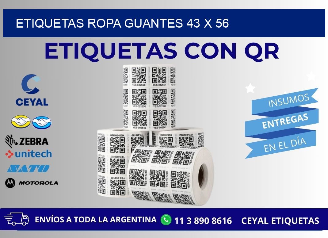 ETIQUETAS ROPA GUANTES 43 x 56