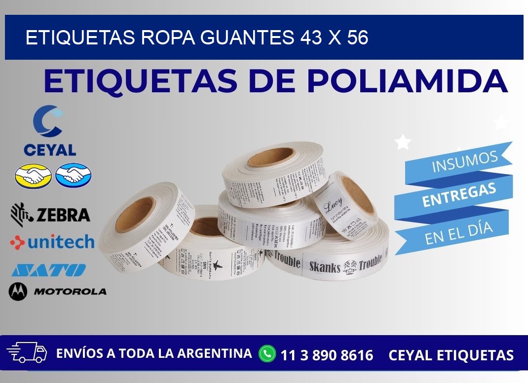 ETIQUETAS ROPA GUANTES 43 x 56