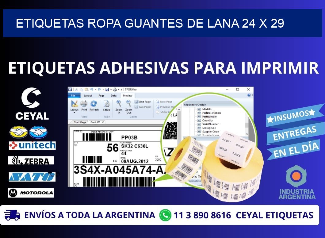ETIQUETAS ROPA GUANTES DE LANA 24 x 29