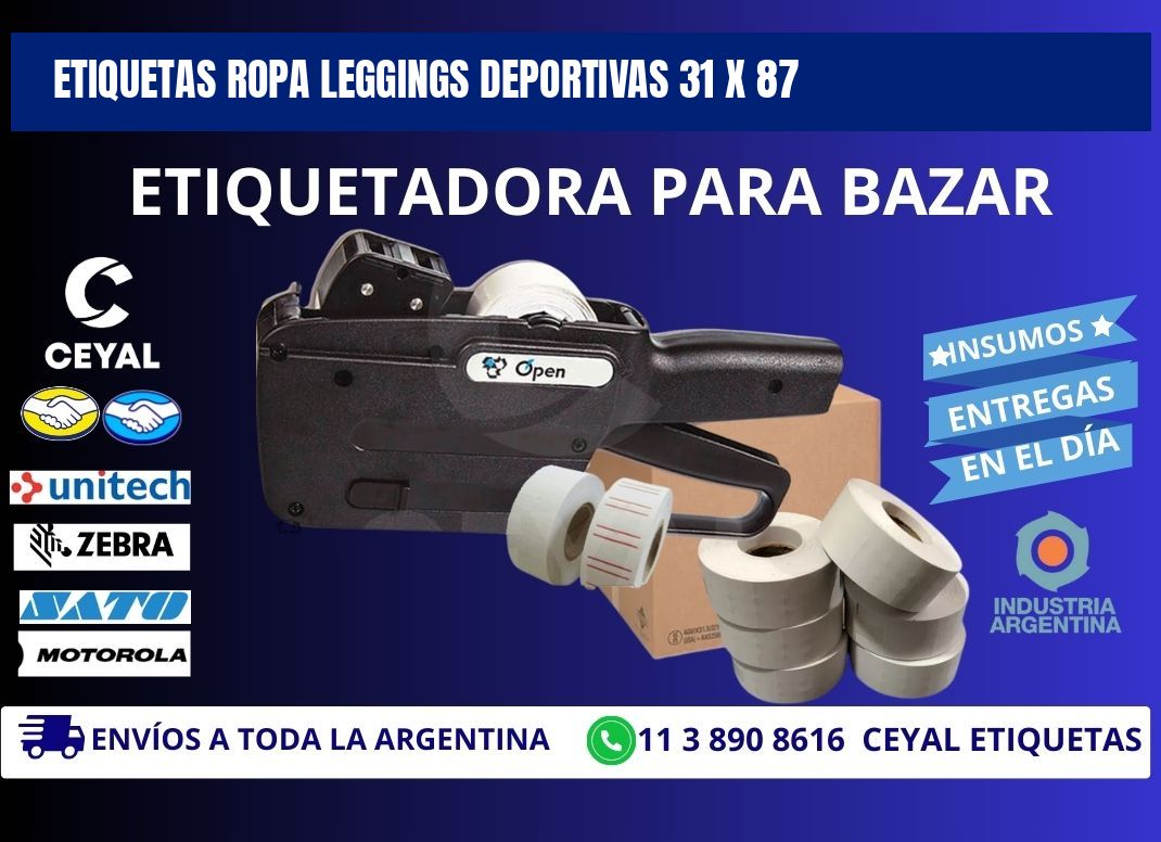 ETIQUETAS ROPA LEGGINGS DEPORTIVAS 31 x 87