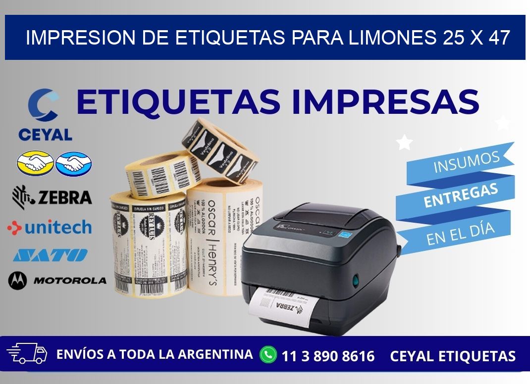 IMPRESION DE ETIQUETAS PARA LIMONES 25 x 47