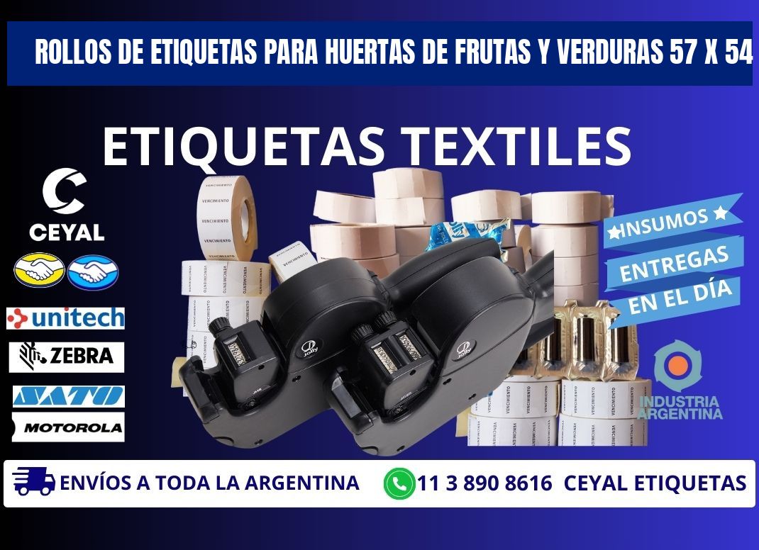 ROLLOS DE ETIQUETAS PARA HUERTAS DE FRUTAS Y VERDURAS 57 x 54