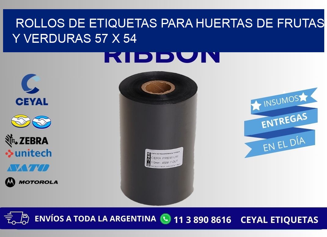 ROLLOS DE ETIQUETAS PARA HUERTAS DE FRUTAS Y VERDURAS 57 x 54