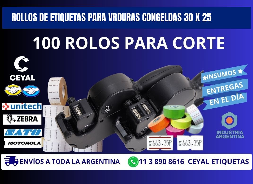 ROLLOS DE ETIQUETAS PARA VRDURAS CONGELDAS 30 x 25