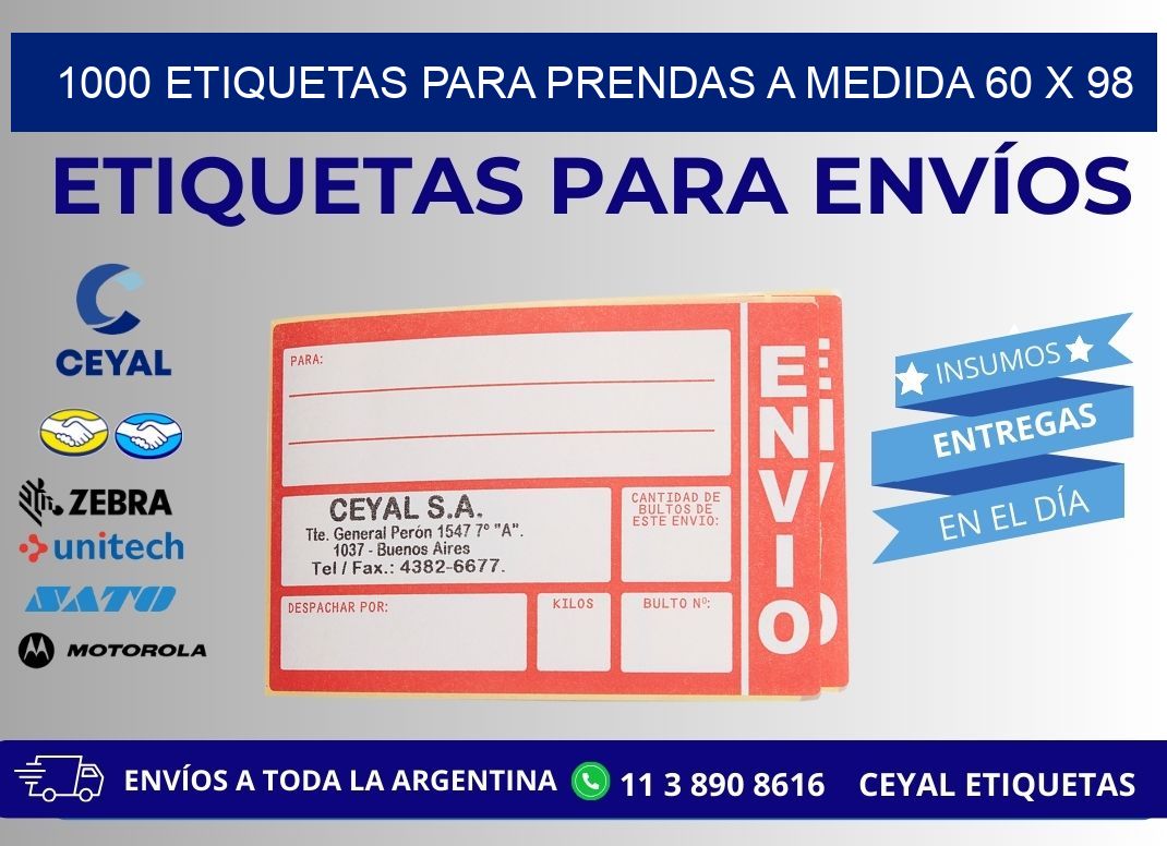 1000 ETIQUETAS PARA PRENDAS A MEDIDA 60 x 98