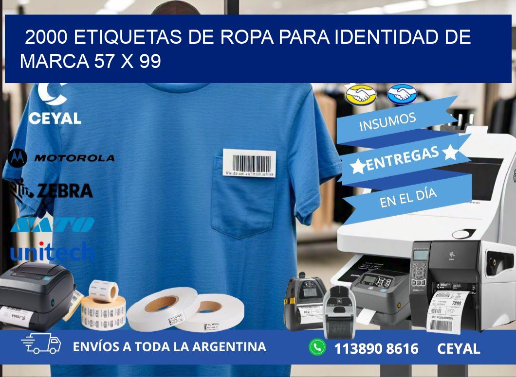 2000 ETIQUETAS DE ROPA PARA IDENTIDAD DE MARCA 57 x 99