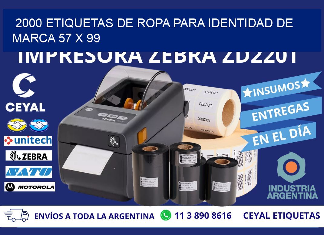 2000 ETIQUETAS DE ROPA PARA IDENTIDAD DE MARCA 57 x 99