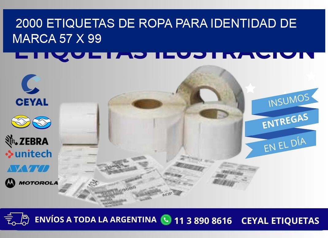 2000 ETIQUETAS DE ROPA PARA IDENTIDAD DE MARCA 57 x 99