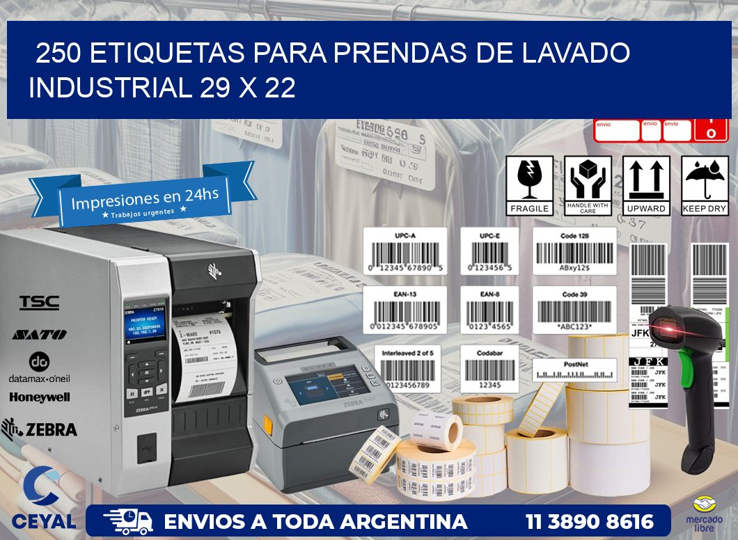 250 ETIQUETAS PARA PRENDAS DE LAVADO INDUSTRIAL 29 x 22
