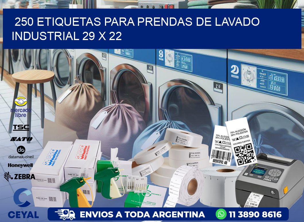 250 ETIQUETAS PARA PRENDAS DE LAVADO INDUSTRIAL 29 x 22