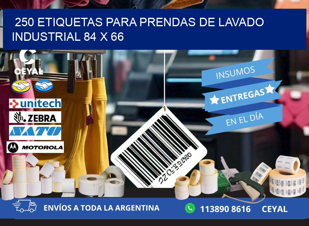 250 ETIQUETAS PARA PRENDAS DE LAVADO INDUSTRIAL 84 x 66