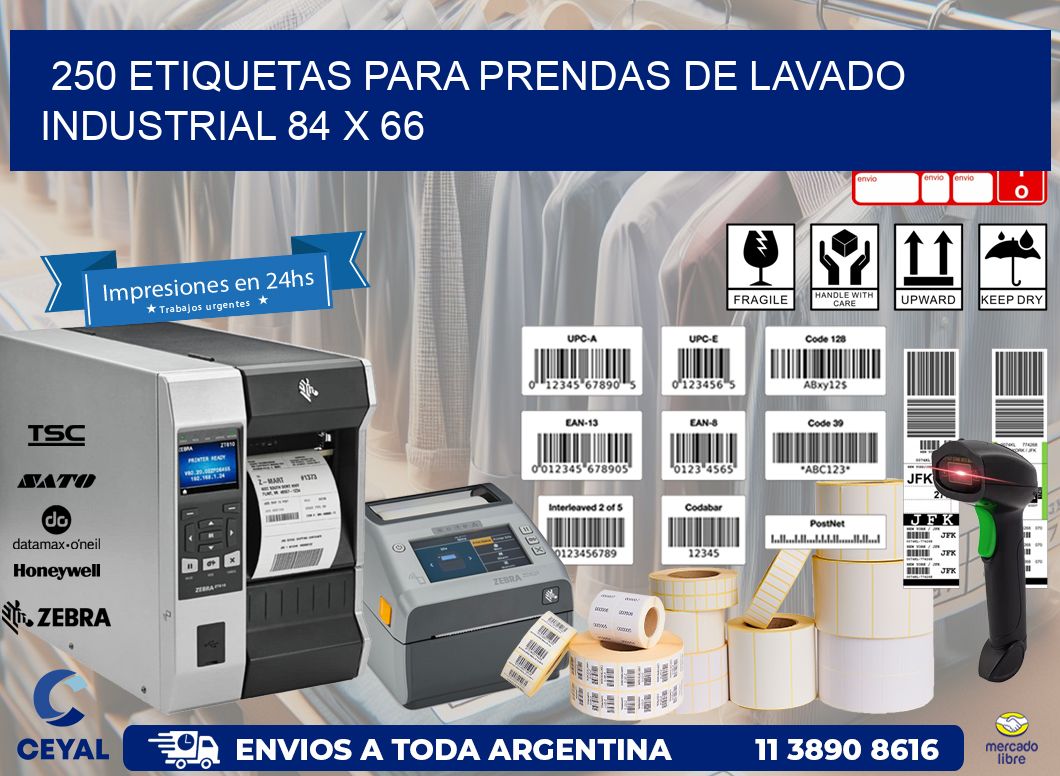 250 ETIQUETAS PARA PRENDAS DE LAVADO INDUSTRIAL 84 x 66