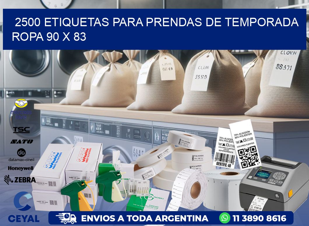 2500 ETIQUETAS PARA PRENDAS DE TEMPORADA ROPA 90 x 83