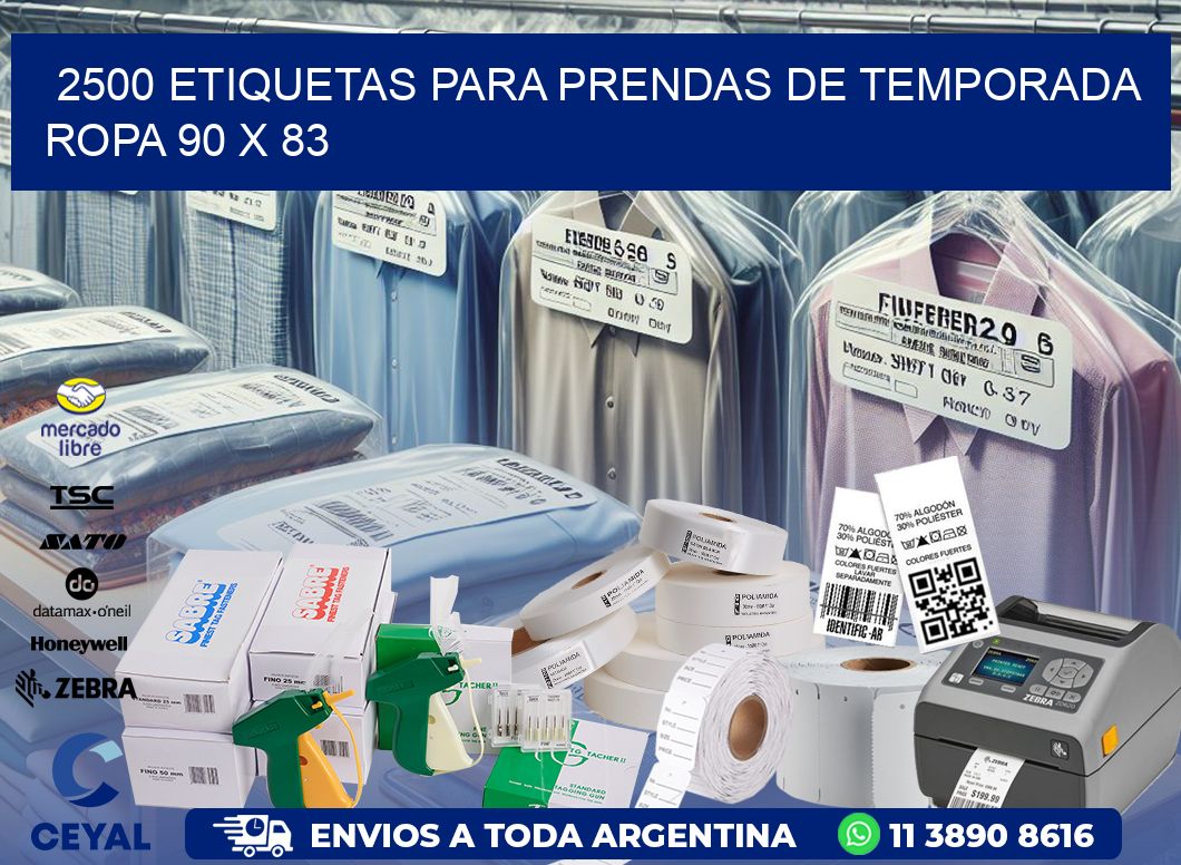 2500 ETIQUETAS PARA PRENDAS DE TEMPORADA ROPA 90 x 83