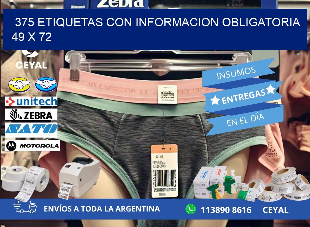 375 ETIQUETAS CON INFORMACION OBLIGATORIA 49 x 72