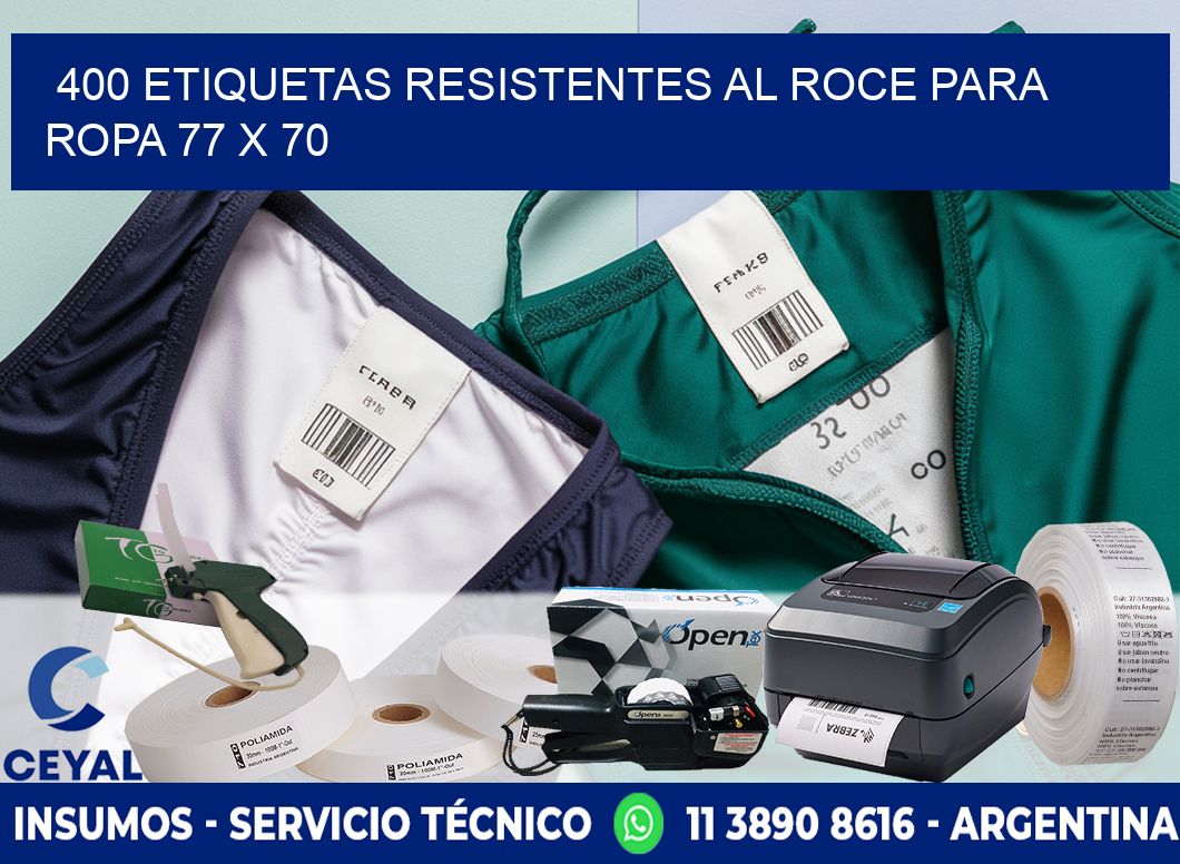 400 ETIQUETAS RESISTENTES AL ROCE PARA ROPA 77 x 70