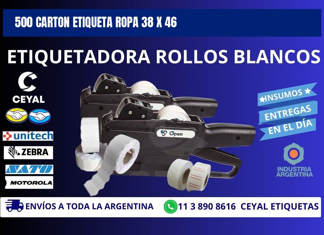 500 CARTON ETIQUETA ROPA 38 x 46