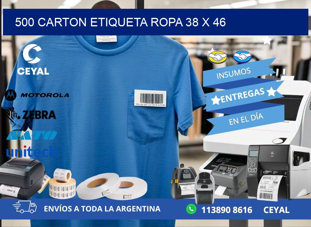 500 CARTON ETIQUETA ROPA 38 x 46