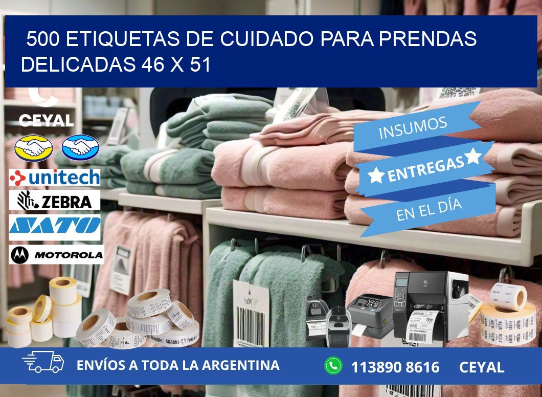 500 ETIQUETAS DE CUIDADO PARA PRENDAS DELICADAS 46 x 51