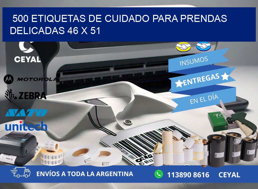 500 ETIQUETAS DE CUIDADO PARA PRENDAS DELICADAS 46 x 51