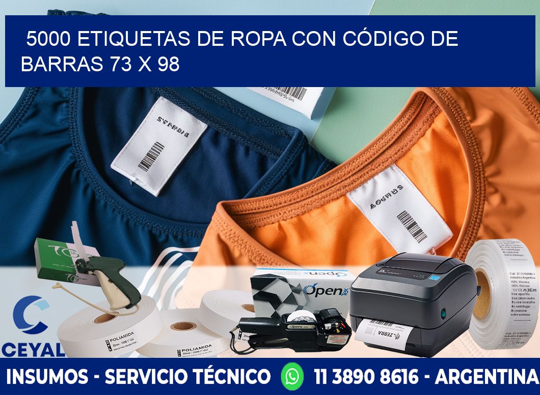 5000 ETIQUETAS DE ROPA CON CÓDIGO DE BARRAS 73 x 98