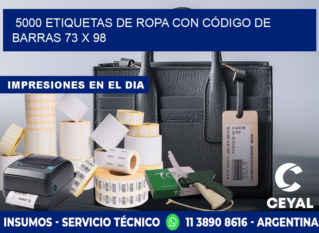 5000 ETIQUETAS DE ROPA CON CÓDIGO DE BARRAS 73 x 98