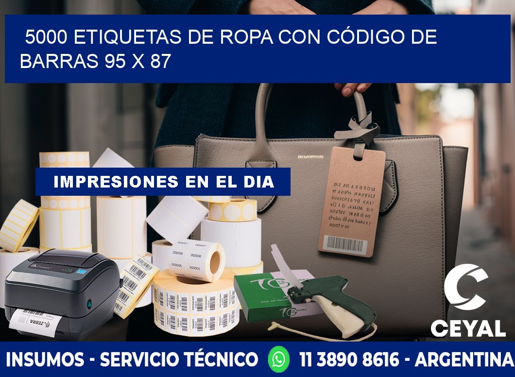 5000 ETIQUETAS DE ROPA CON CÓDIGO DE BARRAS 95 x 87