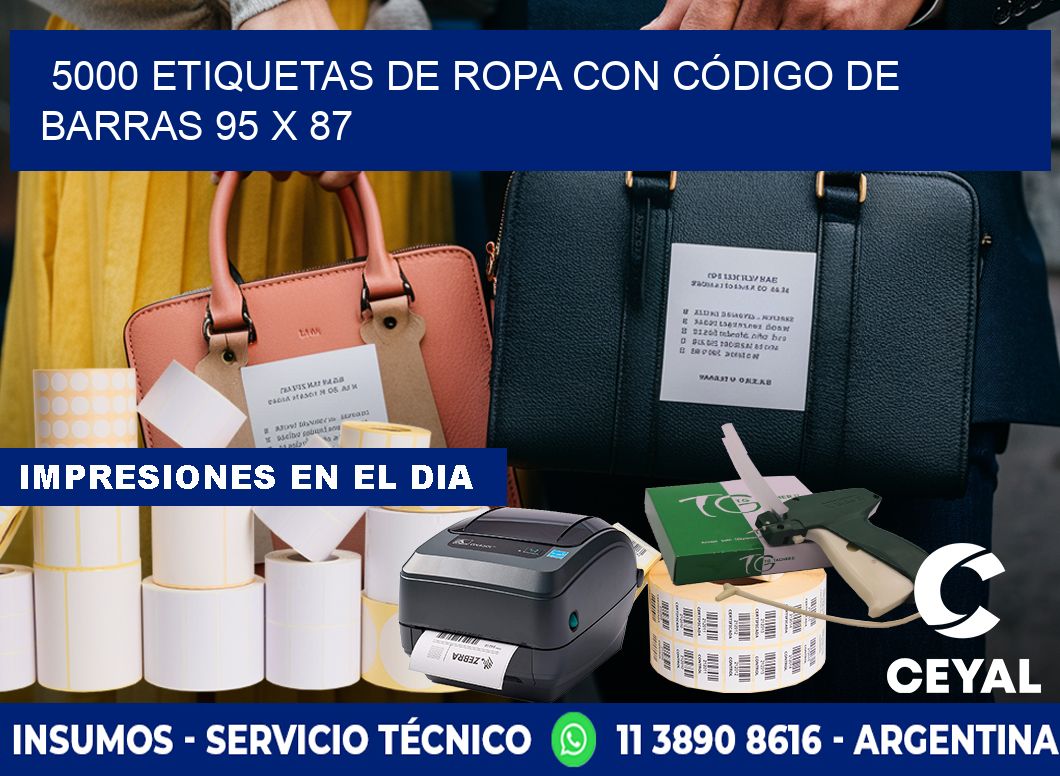 5000 ETIQUETAS DE ROPA CON CÓDIGO DE BARRAS 95 x 87
