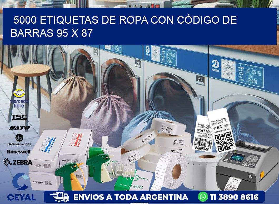 5000 ETIQUETAS DE ROPA CON CÓDIGO DE BARRAS 95 x 87