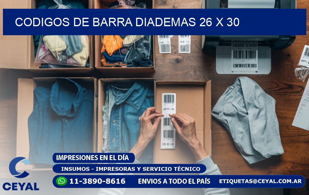 CODIGOS DE BARRA DIADEMAS 26 x 30