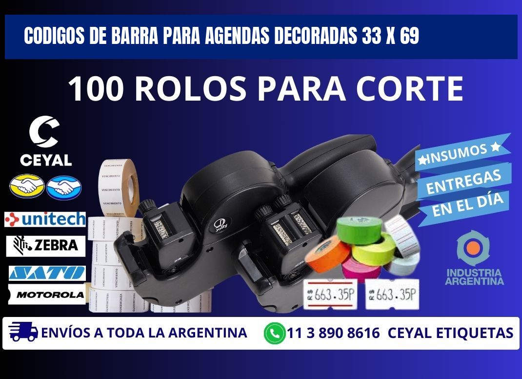 CODIGOS DE BARRA PARA AGENDAS DECORADAS 33 x 69