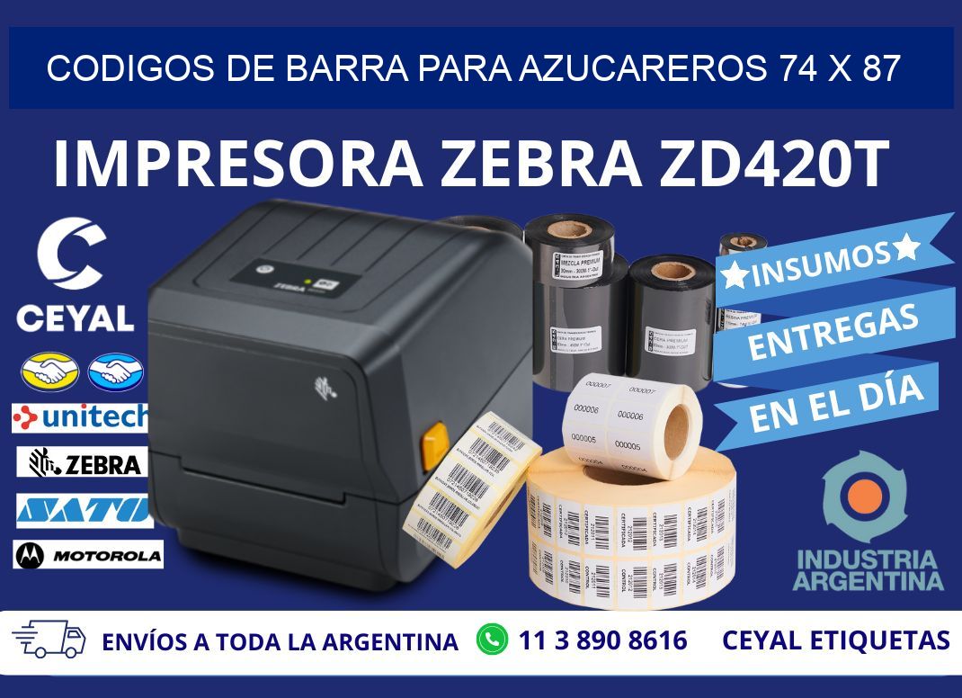 CODIGOS DE BARRA PARA AZUCAREROS 74 x 87