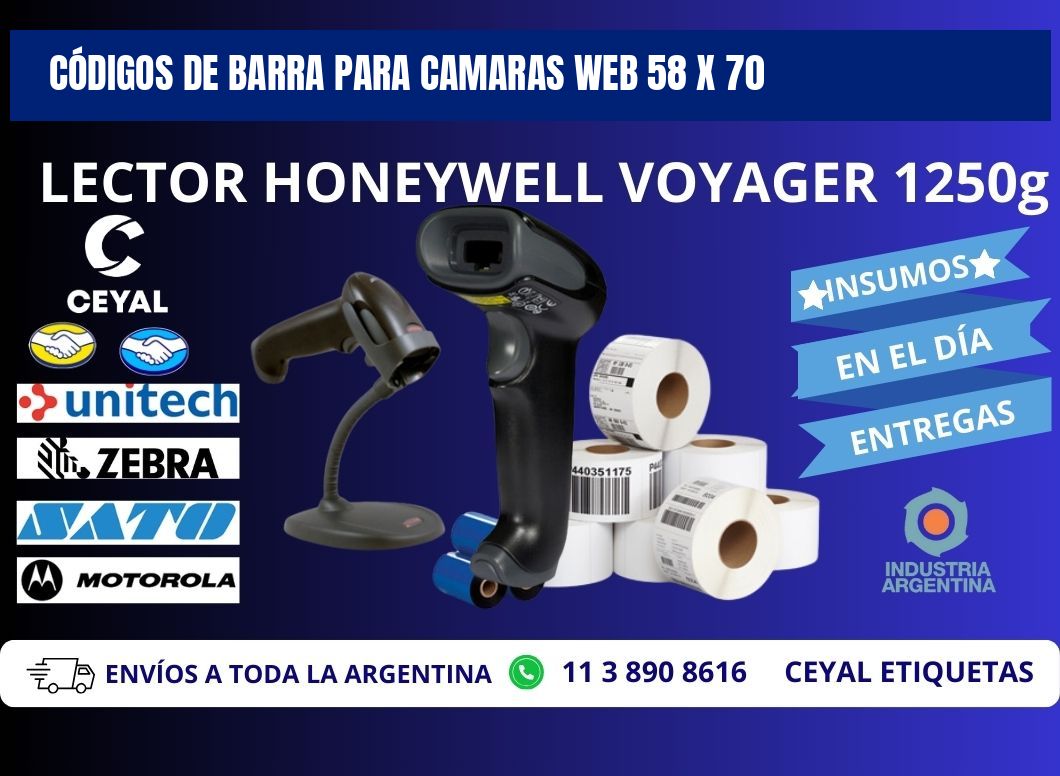CÓDIGOS DE BARRA PARA CAMARAS WEB 58 x 70