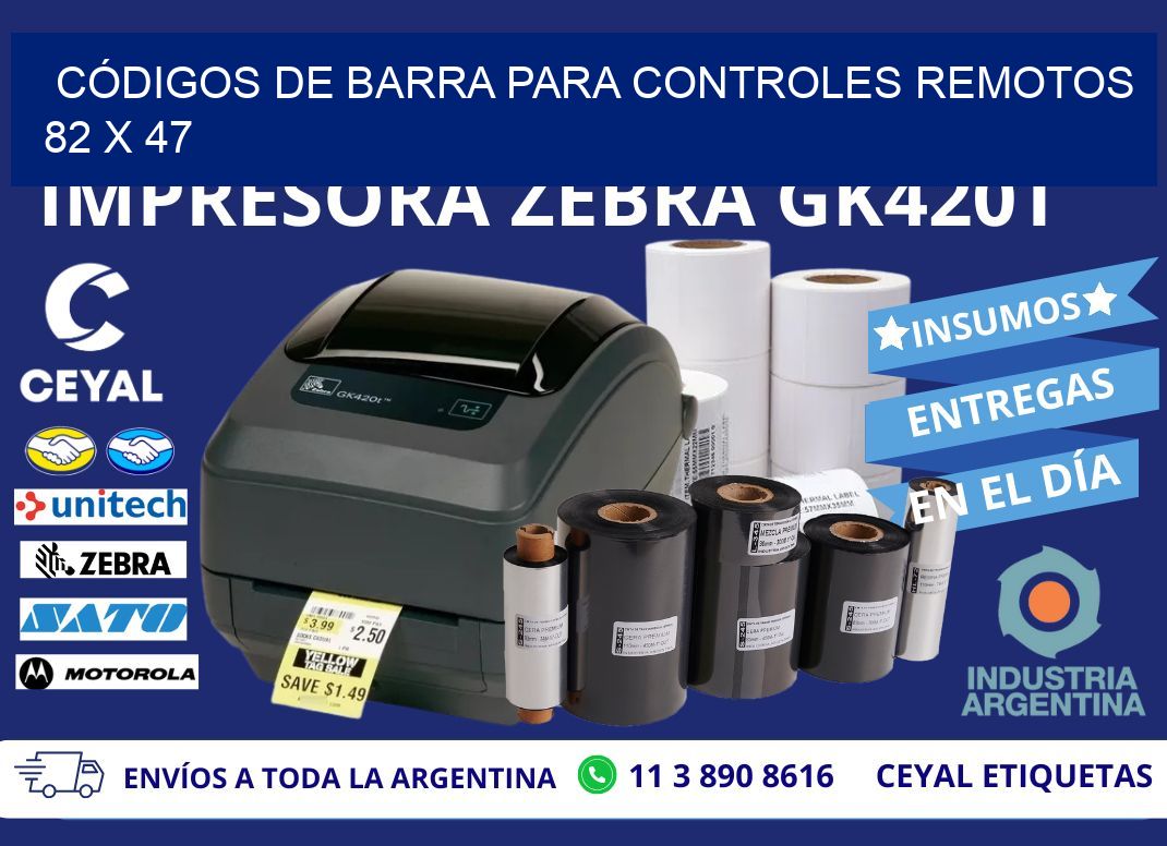 CÓDIGOS DE BARRA PARA CONTROLES REMOTOS 82 x 47