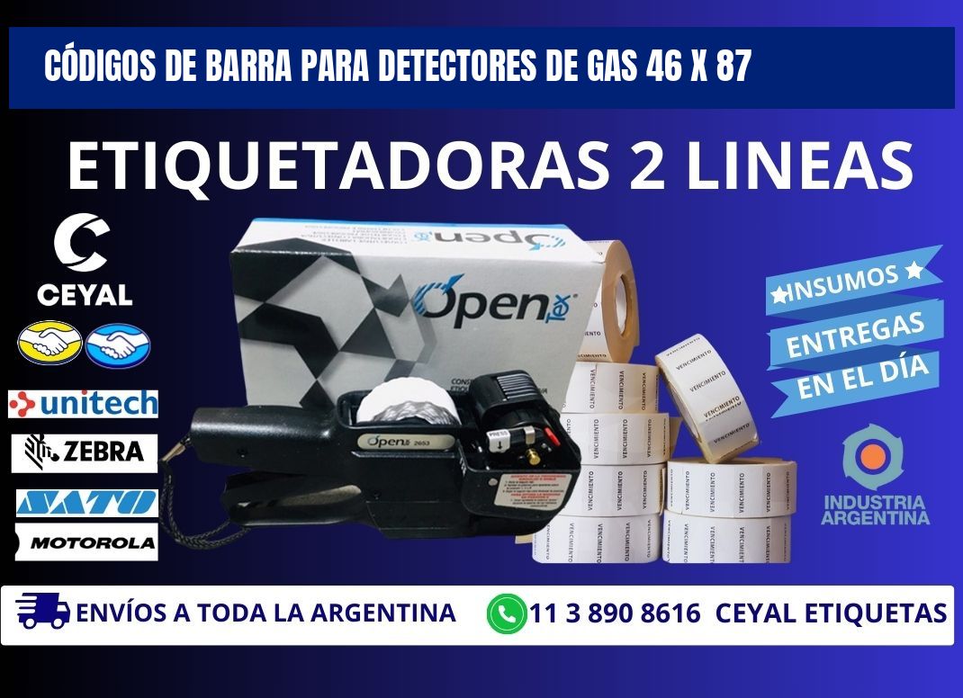 CÓDIGOS DE BARRA PARA DETECTORES DE GAS 46 x 87