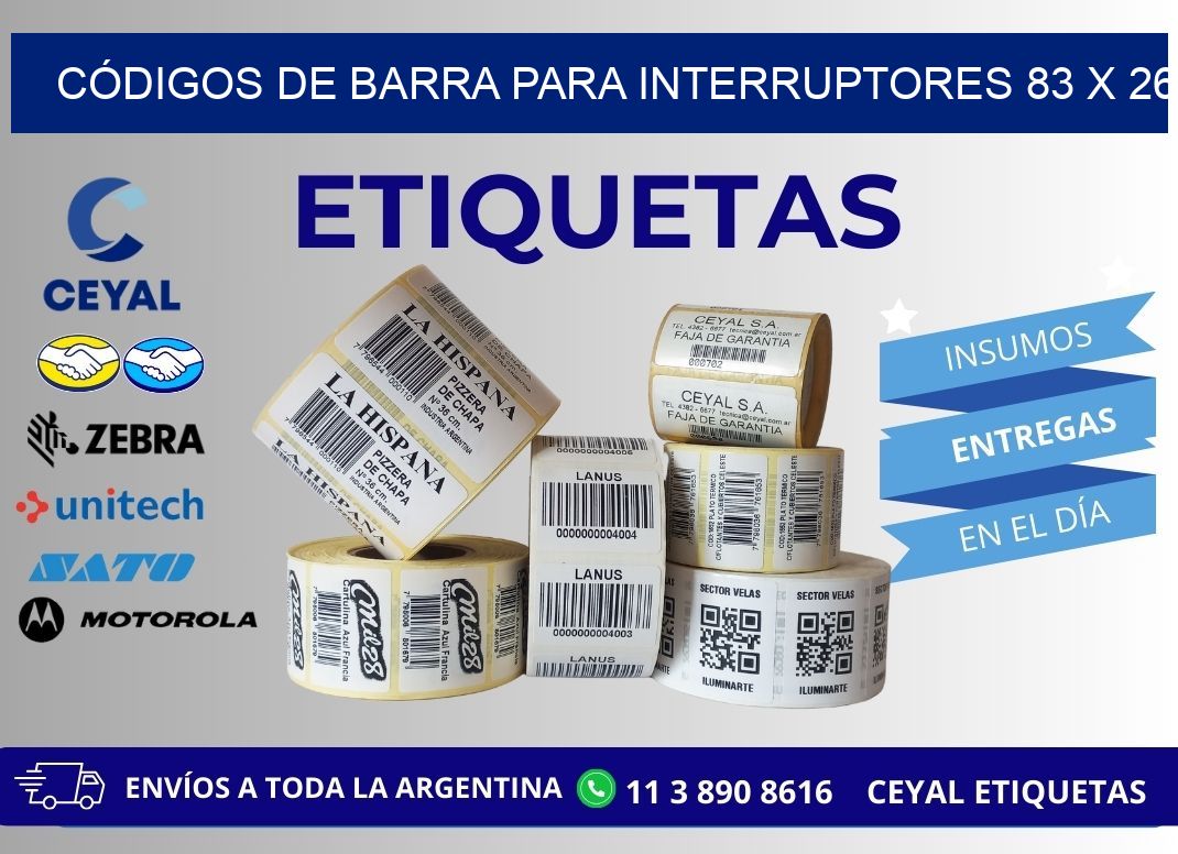 CÓDIGOS DE BARRA PARA INTERRUPTORES 83 x 26