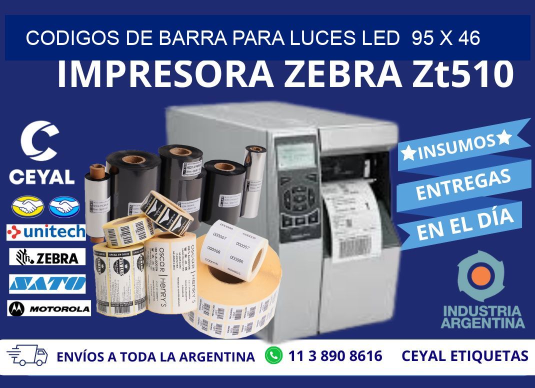 CODIGOS DE BARRA PARA LUCES LED  95 x 46