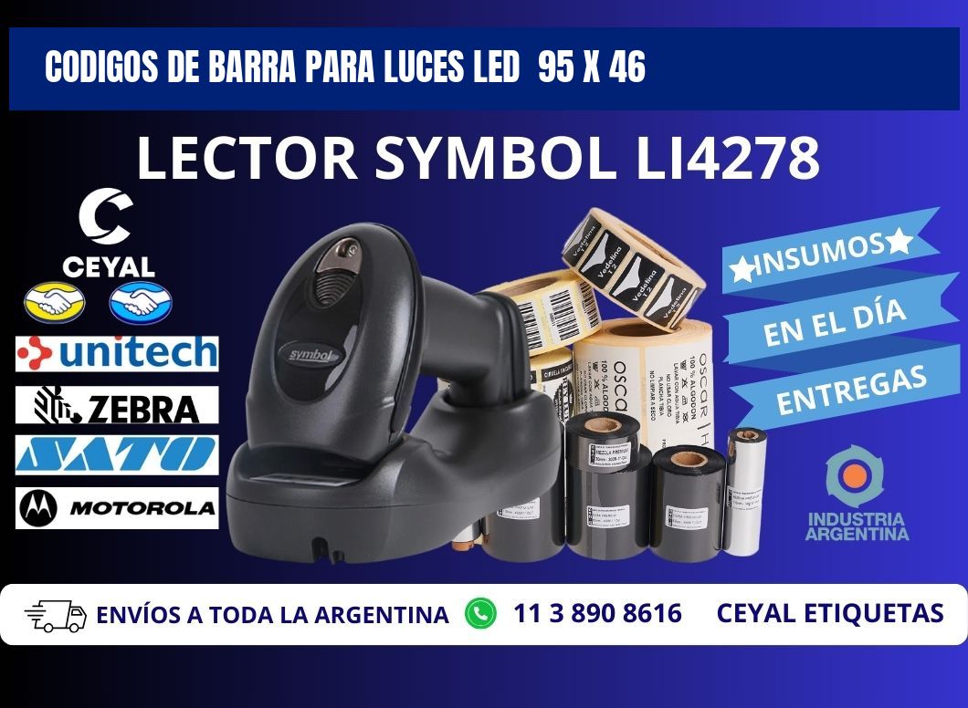 CODIGOS DE BARRA PARA LUCES LED  95 x 46