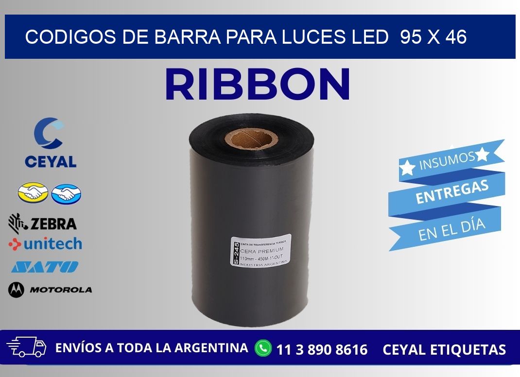 CODIGOS DE BARRA PARA LUCES LED  95 x 46