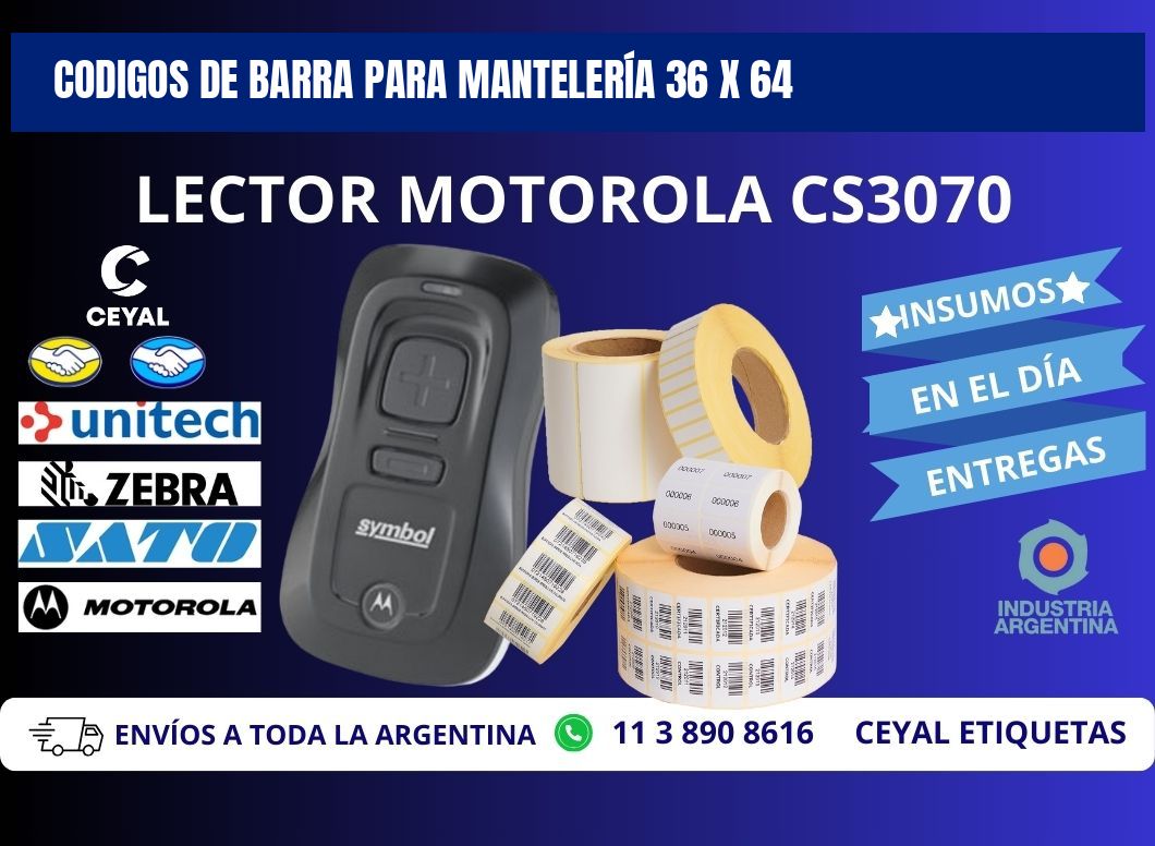 CODIGOS DE BARRA PARA MANTELERÍA 36 x 64