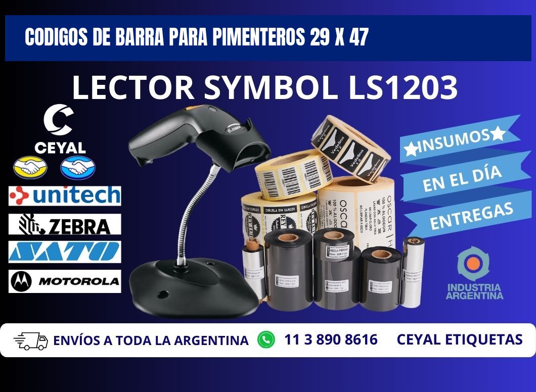 CODIGOS DE BARRA PARA PIMENTEROS 29 x 47