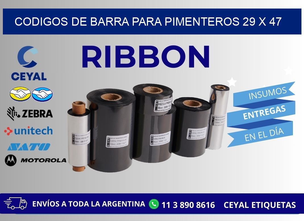 CODIGOS DE BARRA PARA PIMENTEROS 29 x 47